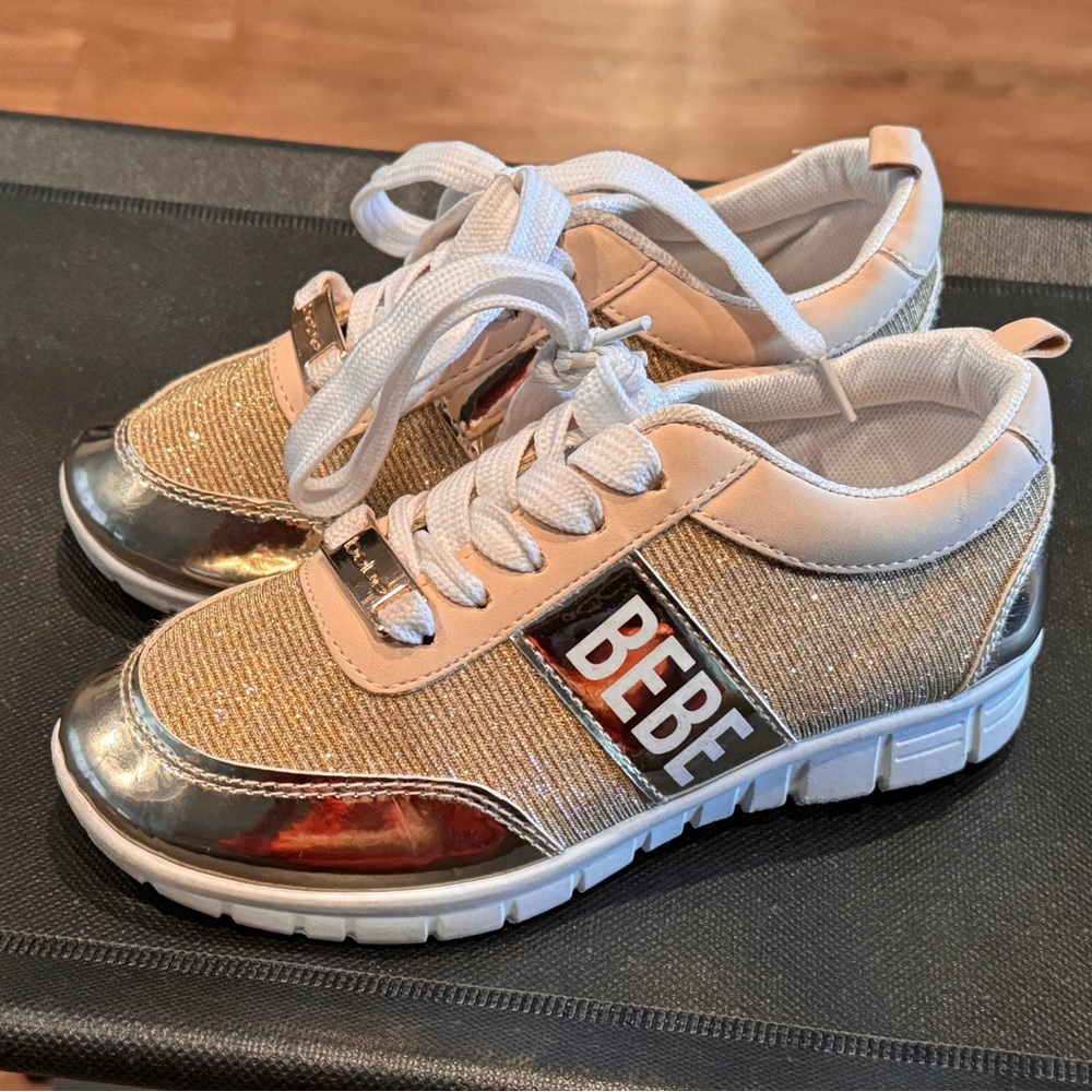 Girls BeBe Gold Sneakers size 12C